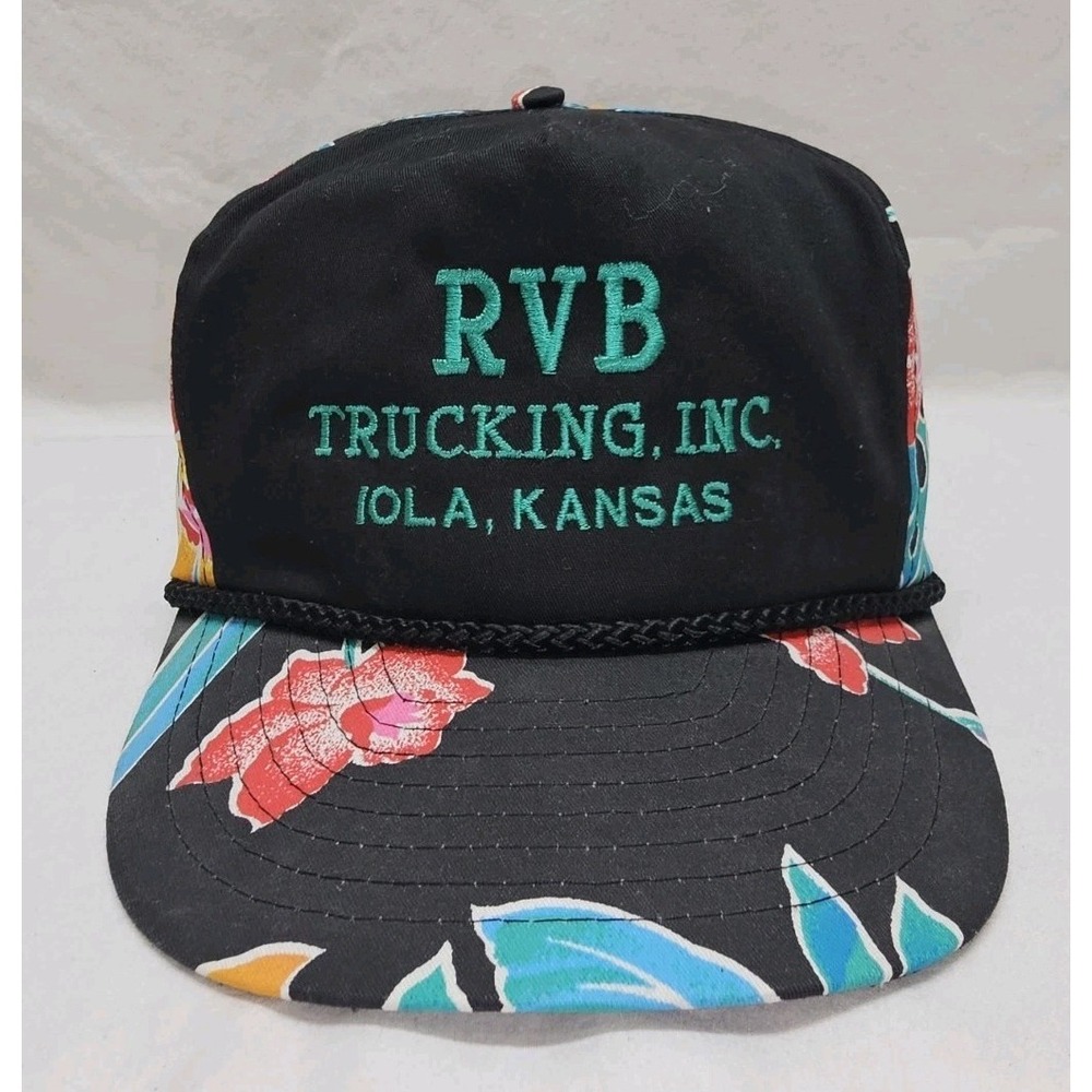 Vintage Hawaiian Print Ruder Pallet Service Snapback Trucker Hat | Retro Floral